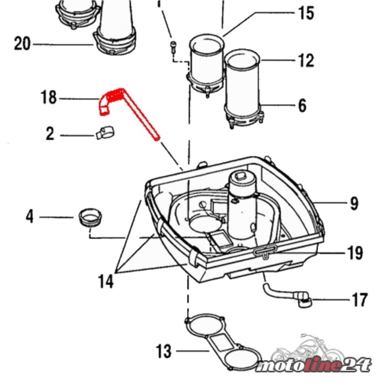 Breather Hose Tube rear cylinder crankcase VROD models from 2005