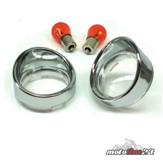 1Pair Turn Signal Lens in Clear Lens with Visior Bezel | Harley Davidson 2000 up | Sportster 03 up