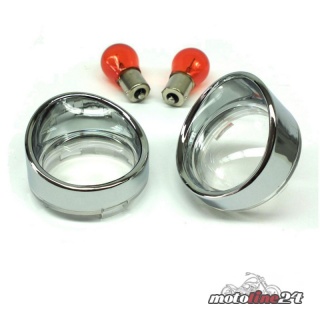 1Pair Turn Signal Lens in Clear Lens with Visior Bezel | Harley Davidson 2000 up | Sportster 03 up