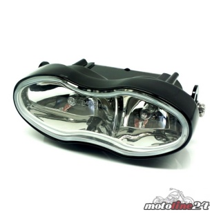 Oval high beam and fog lamp black clear lens Streetfighter Custom Chopper